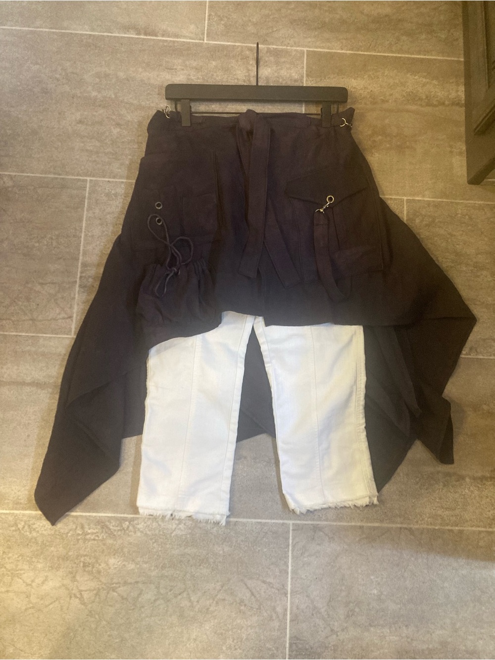 Hand Crafted Asymmetrical Utility Handkerchief Hem Skirt - Picture 5 of 8